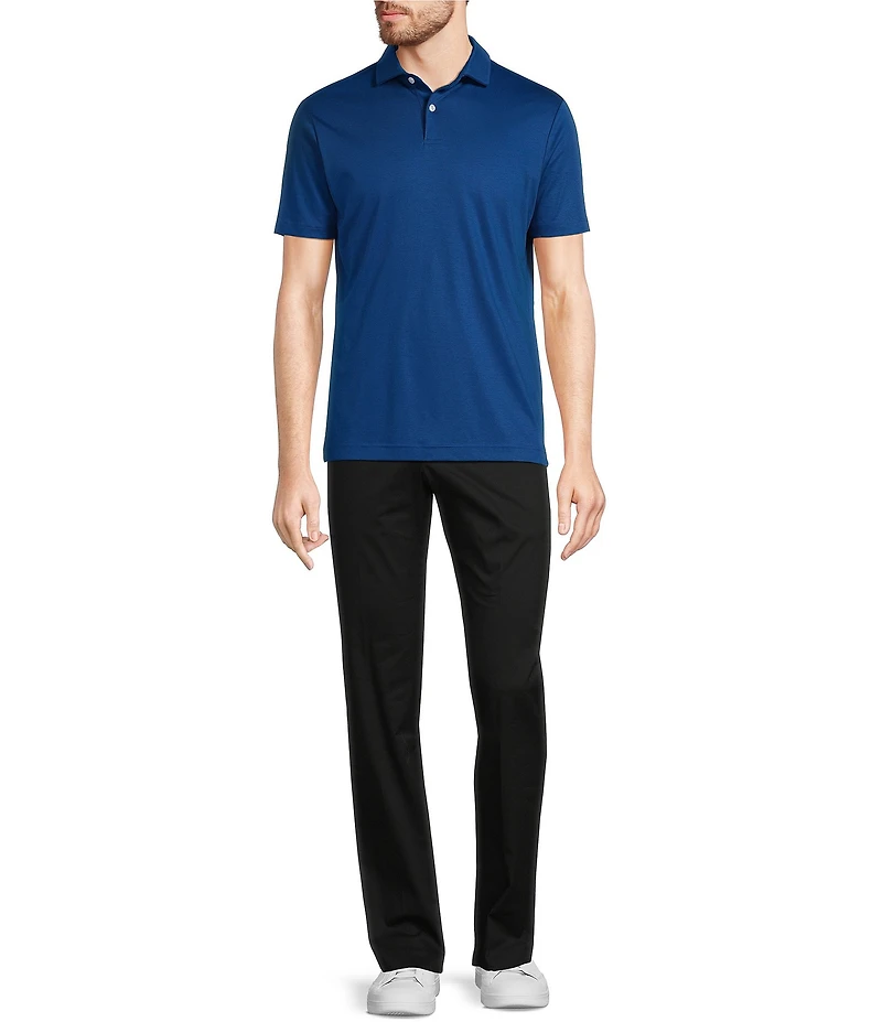 Murano Liquid Luxury Slim Fit Solid Interlock Short Sleeve Polo Shirt
