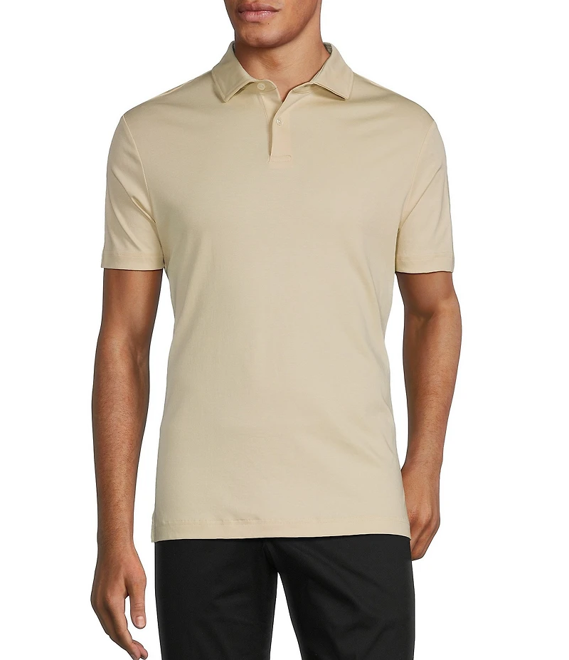 Murano Liquid Luxury Slim Fit Solid Interlock Short Sleeve Polo Shirt