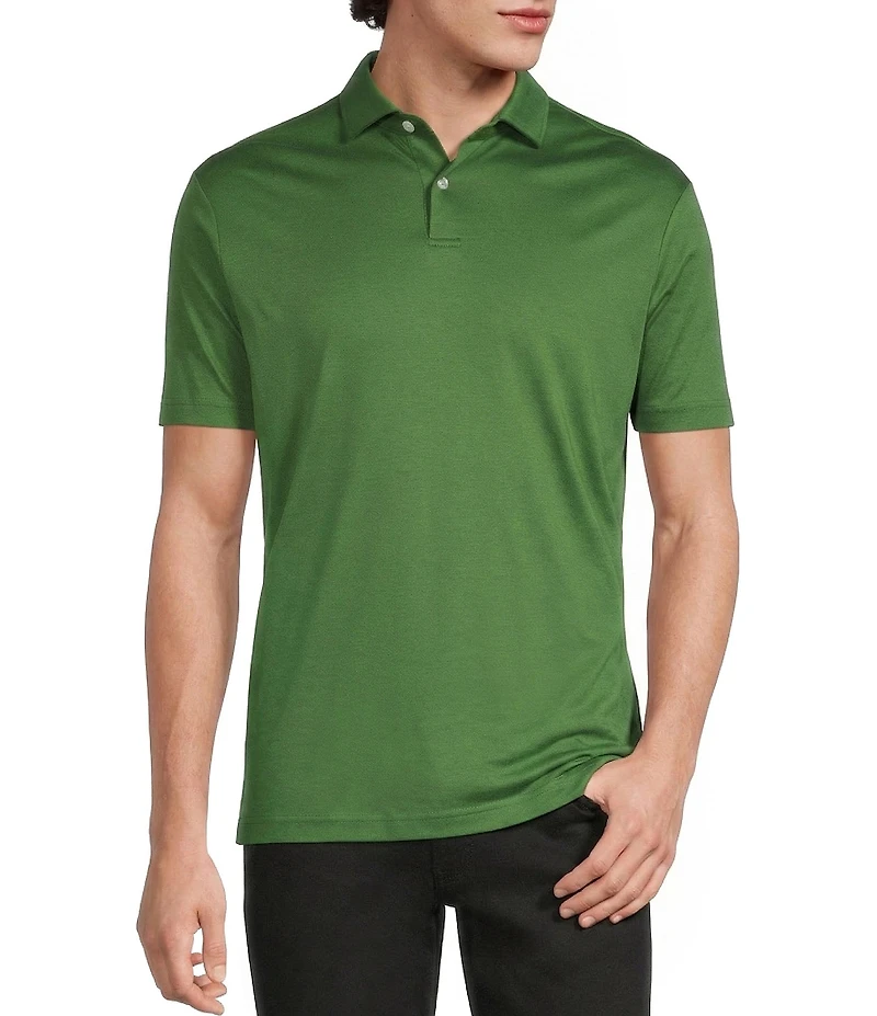 Murano Liquid Luxury Slim Fit Solid Interlock Short Sleeve Polo Shirt