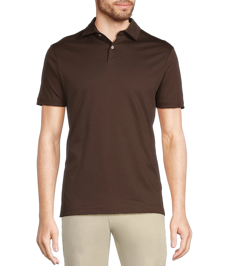 Murano Liquid Luxury Slim Fit Solid Interlock Short Sleeve Polo Shirt