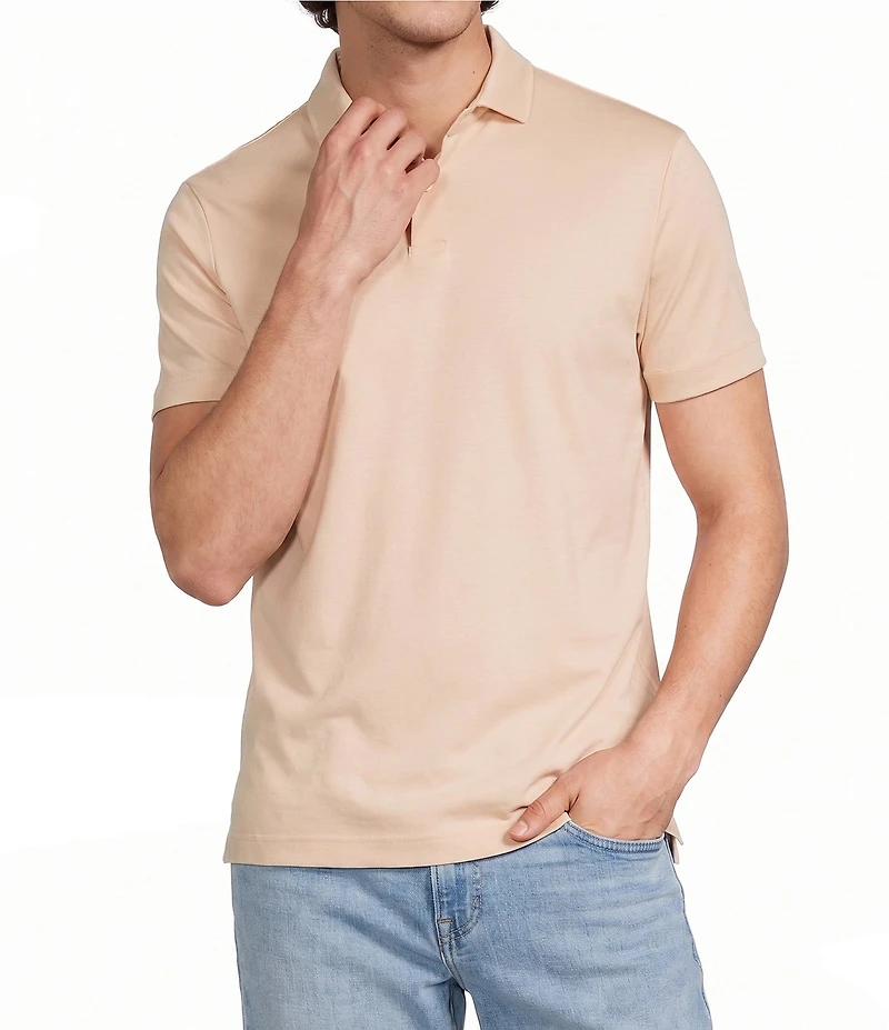Murano Liquid Luxury Slim Fit Solid Interlock Short Sleeve Polo Shirt