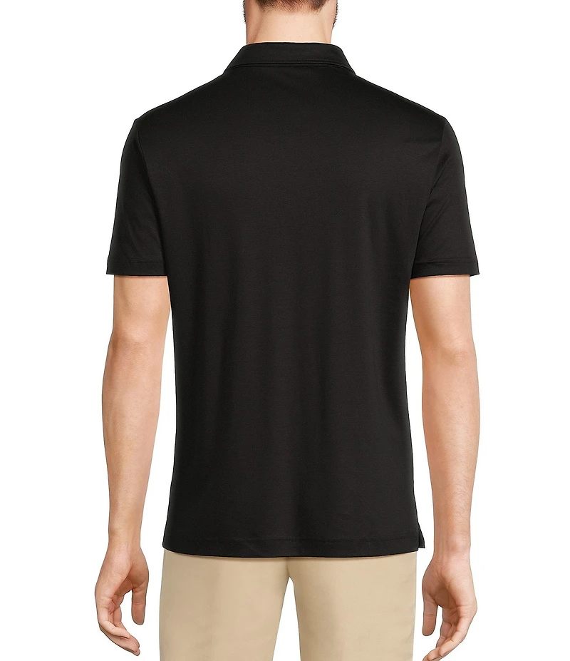 Murano Liquid Luxury Slim Fit Solid Interlock Short Sleeve Polo Shirt