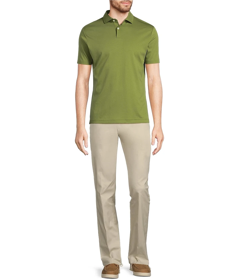 Murano Liquid Luxury Slim Fit Solid Interlock Short Sleeve Polo Shirt