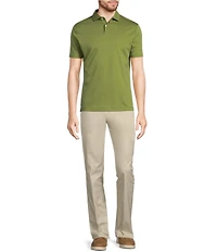Murano Liquid Luxury Slim Fit Solid Interlock Short Sleeve Polo Shirt