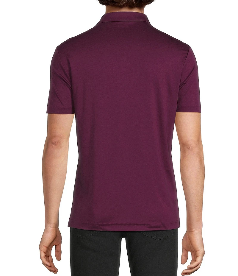 Murano Liquid Luxury Slim Fit Solid Interlock Short Sleeve Polo Shirt
