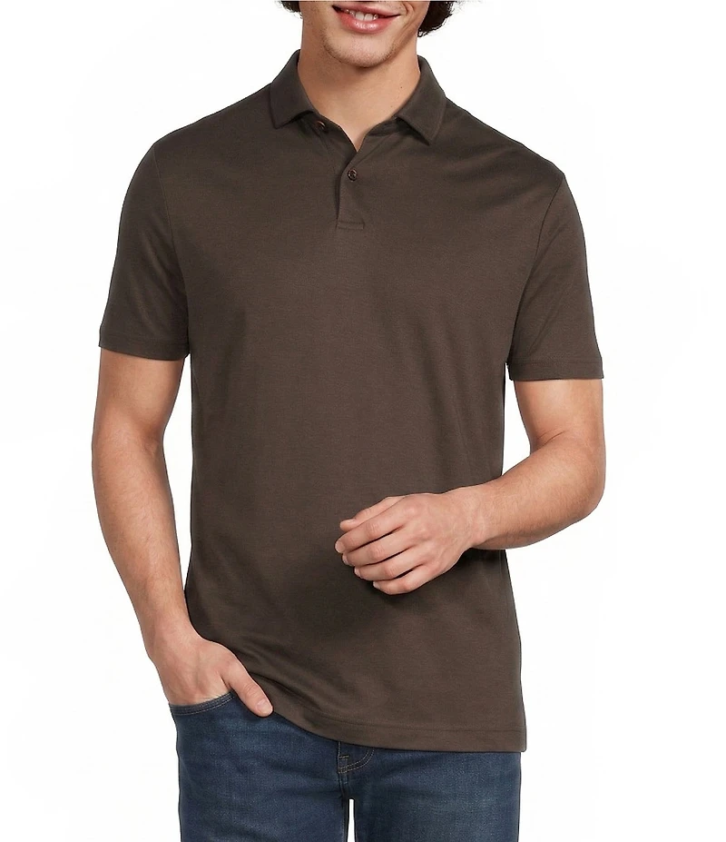Murano Liquid Luxury Slim Fit Solid Interlock Short Sleeve Polo Shirt
