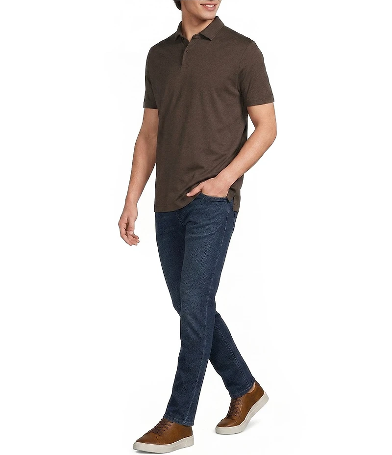 Murano Liquid Luxury Slim Fit Solid Interlock Short Sleeve Polo Shirt