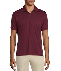 Murano Liquid Luxury Slim Fit Solid Interlock Short Sleeve Quarter-Zip Polo Shirt