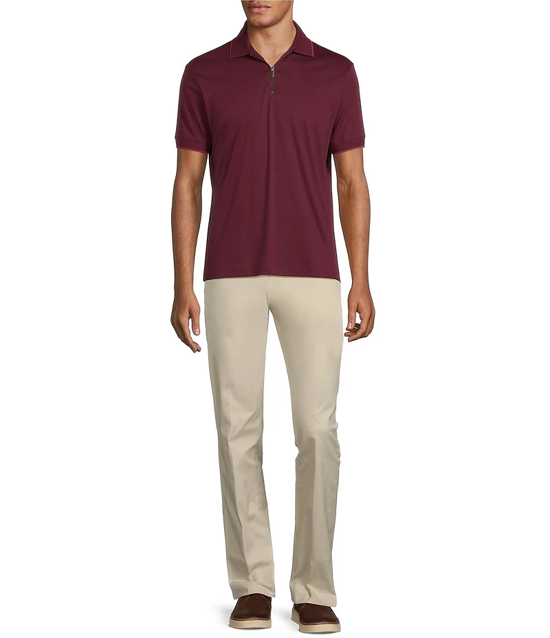 Murano Liquid Luxury Slim Fit Solid Interlock Short Sleeve Quarter-Zip Polo Shirt