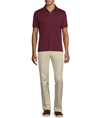 Murano Liquid Luxury Slim Fit Solid Interlock Short Sleeve Quarter-Zip Polo Shirt