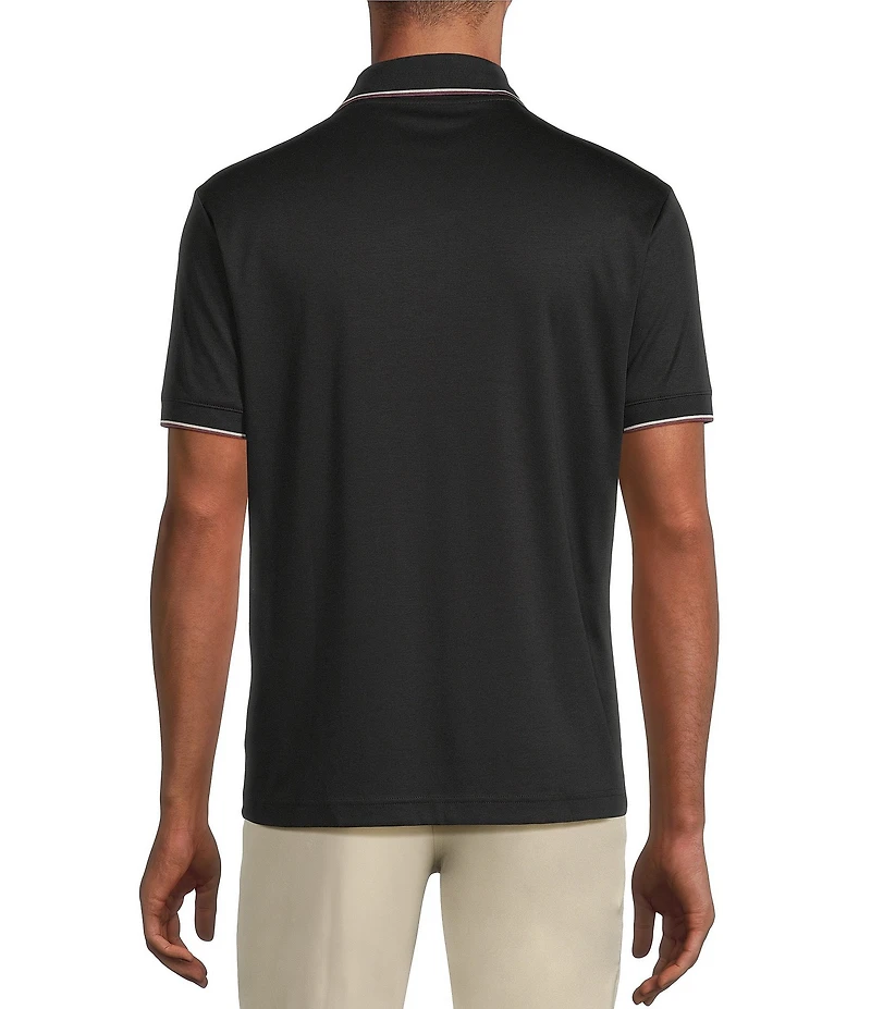 Murano Liquid Luxury Slim Fit Solid Interlock Short Sleeve Quarter-Zip Polo Shirt