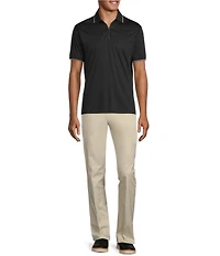 Murano Liquid Luxury Slim Fit Solid Interlock Short Sleeve Quarter-Zip Polo Shirt