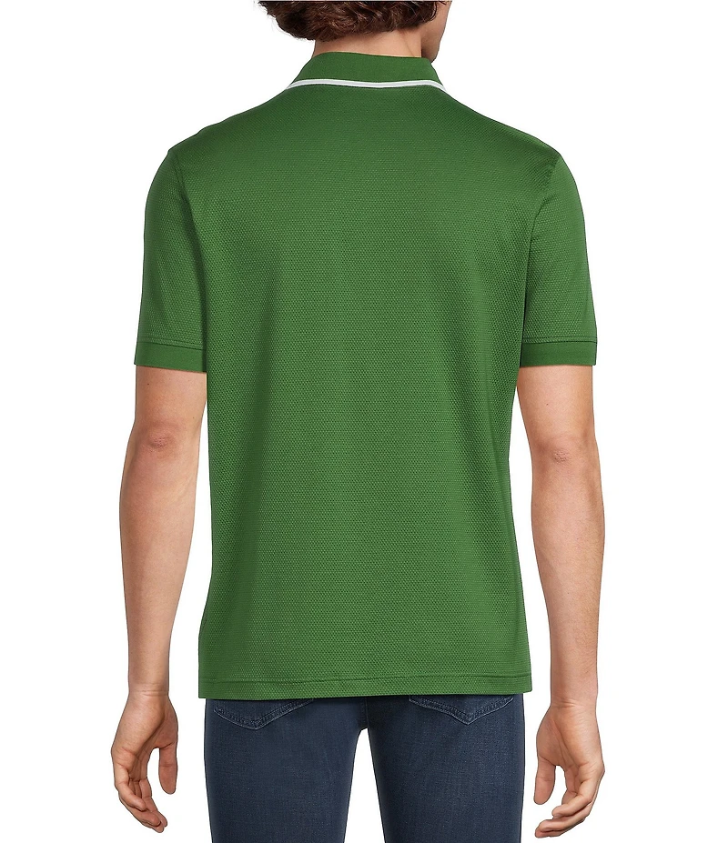 Murano Liquid Luxury Slim Fit Textured Coat Front Short Sleeve Shirt