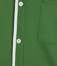 Murano Liquid Luxury Slim Fit Textured Coat Front Short Sleeve Shirt