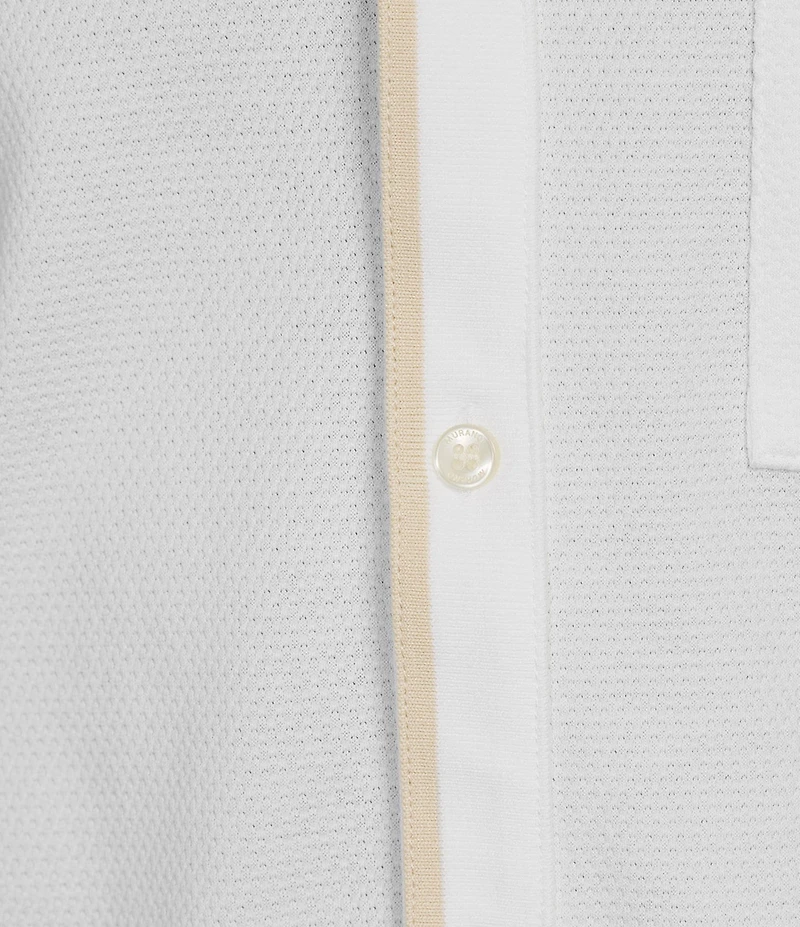 Murano Liquid Luxury Slim Fit Textured Coat Front Short Sleeve Shirt