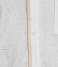 Murano Liquid Luxury Slim Fit Textured Coat Front Short Sleeve Shirt