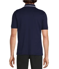 Murano Liquid Luxury Slim Fit Textured Coat Front Short Sleeve Shirt