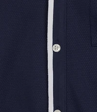 Murano Liquid Luxury Slim Fit Textured Coat Front Short Sleeve Shirt