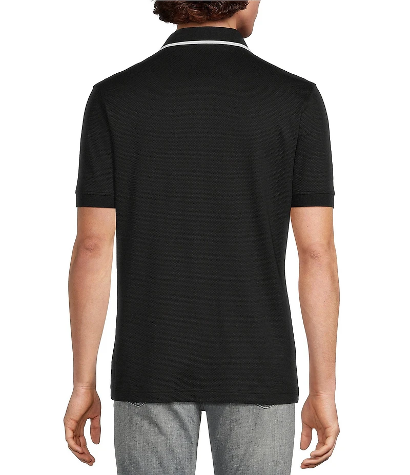 Murano Liquid Luxury Slim Fit Textured Coat Front Short Sleeve Shirt