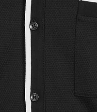 Murano Liquid Luxury Slim Fit Textured Coat Front Short Sleeve Shirt