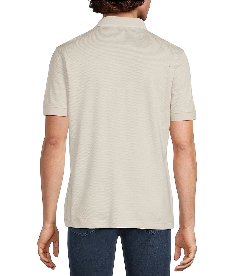 Murano Liquid Luxury Slim Fit Textured Coat Front Short Sleeve Shirt