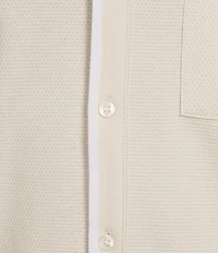 Murano Liquid Luxury Slim Fit Textured Coat Front Short Sleeve Shirt