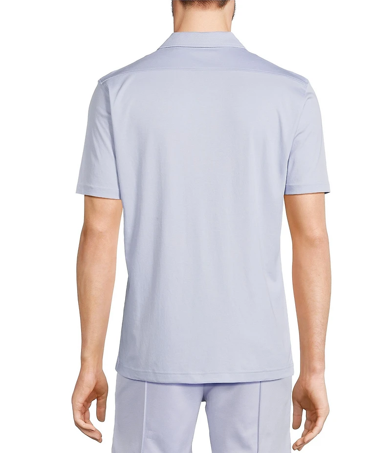 Murano Liquid Luxury Slim Fit Textured Coatfront Short Sleeve Woven Camp Shirt
