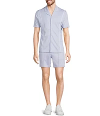 Murano Liquid Luxury Slim Fit Textured Coatfront Short Sleeve Woven Camp Shirt