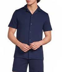 Murano Liquid Luxury Slim Fit Textured Short Sleeve Knit Camp Shirt