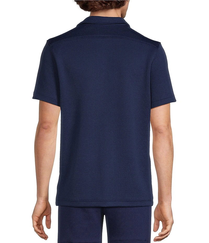 Murano Liquid Luxury Slim Fit Textured Short Sleeve Knit Camp Shirt