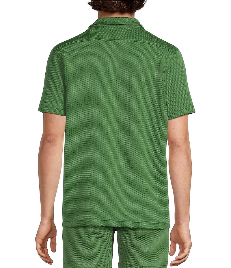 Murano Liquid Luxury Slim Fit Textured Short Sleeve Knit Camp Shirt