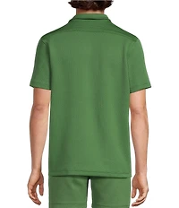 Murano Liquid Luxury Slim Fit Textured Short Sleeve Knit Camp Shirt