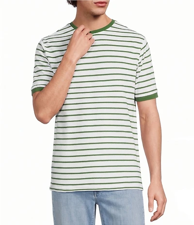 Murano Liquid Luxury Stripe Crew Neck Short Sleeve T-Shirt