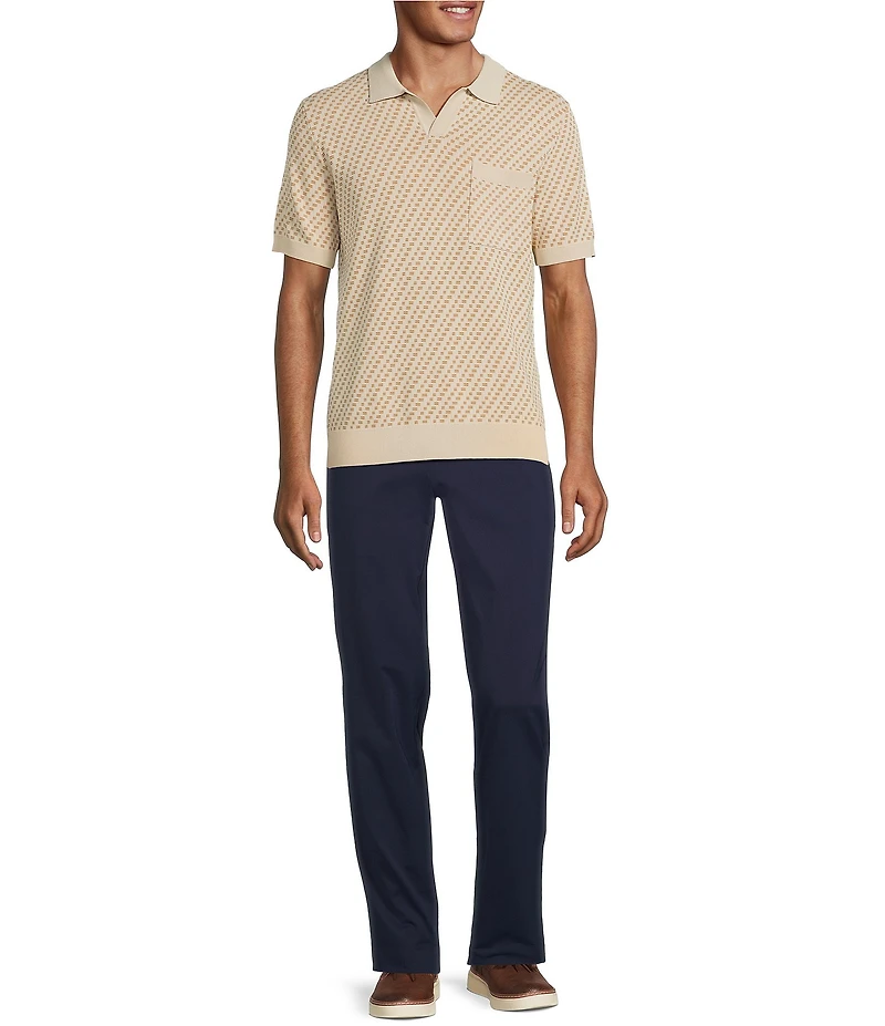Murano Modern Performance Johnny Collar Short Sleeve Knit Sweater