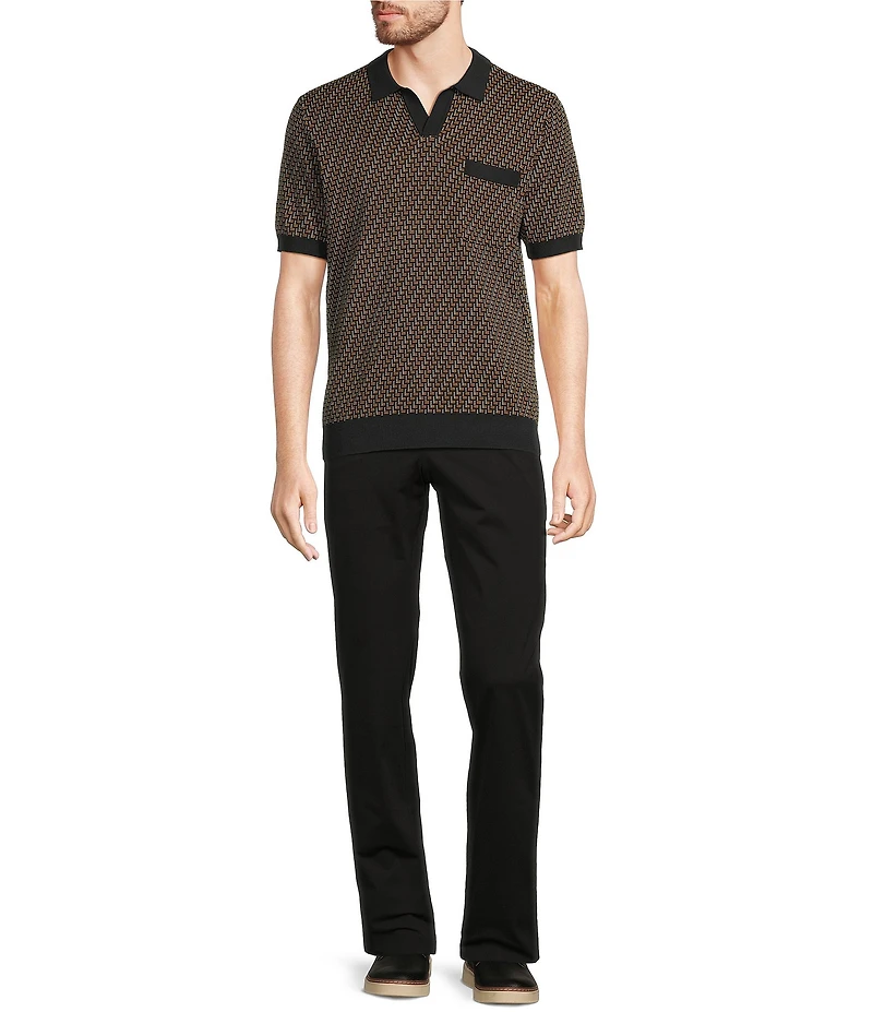 Murano Modern Performance Johnny Collar Short Sleeve Knit Sweater
