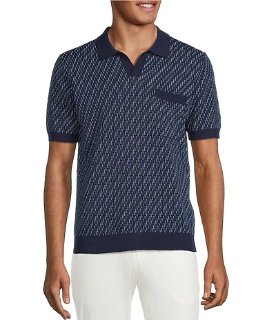 Murano Modern Performance Johnny Collar Short Sleeve Knit Sweater