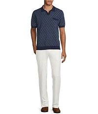 Murano Modern Performance Johnny Collar Short Sleeve Knit Sweater