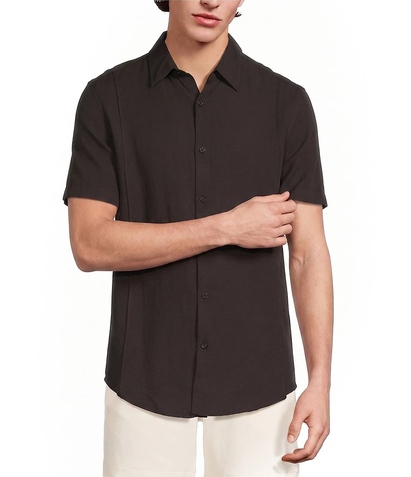 Murano Oaxaca Collection Classic Fit Textured Solid Short Sleeve Woven Shirt