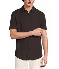 Murano Oaxaca Collection Classic Fit Textured Solid Short Sleeve Woven Shirt
