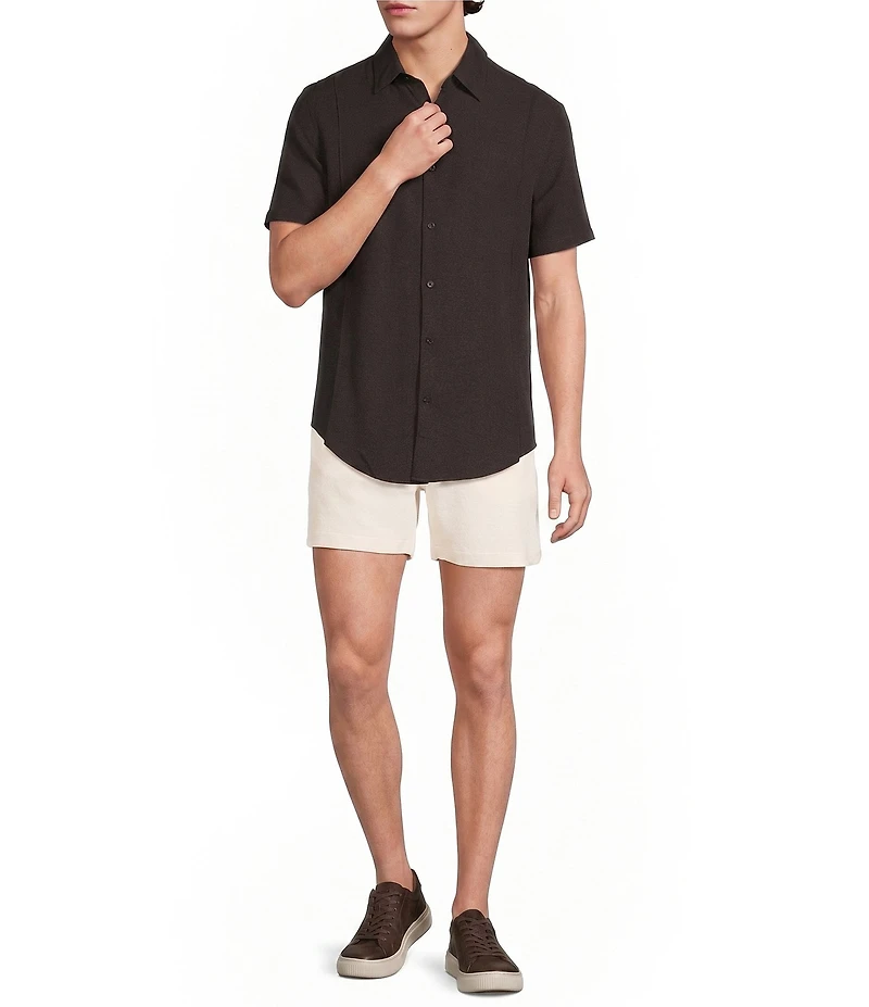 Murano Oaxaca Collection Classic Fit Textured Solid Short Sleeve Woven Shirt