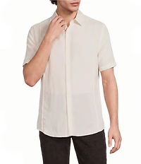 Murano Oaxaca Collection Classic Fit Textured Solid Short Sleeve Woven Shirt