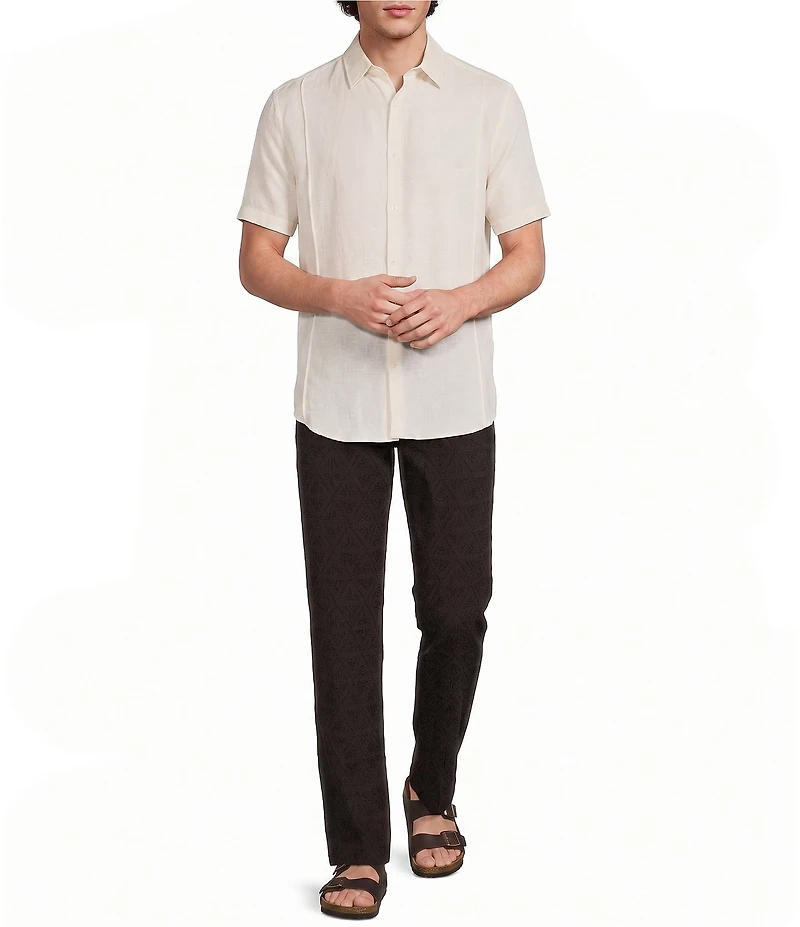 Murano Oaxaca Collection Classic Fit Textured Solid Short Sleeve Woven Shirt