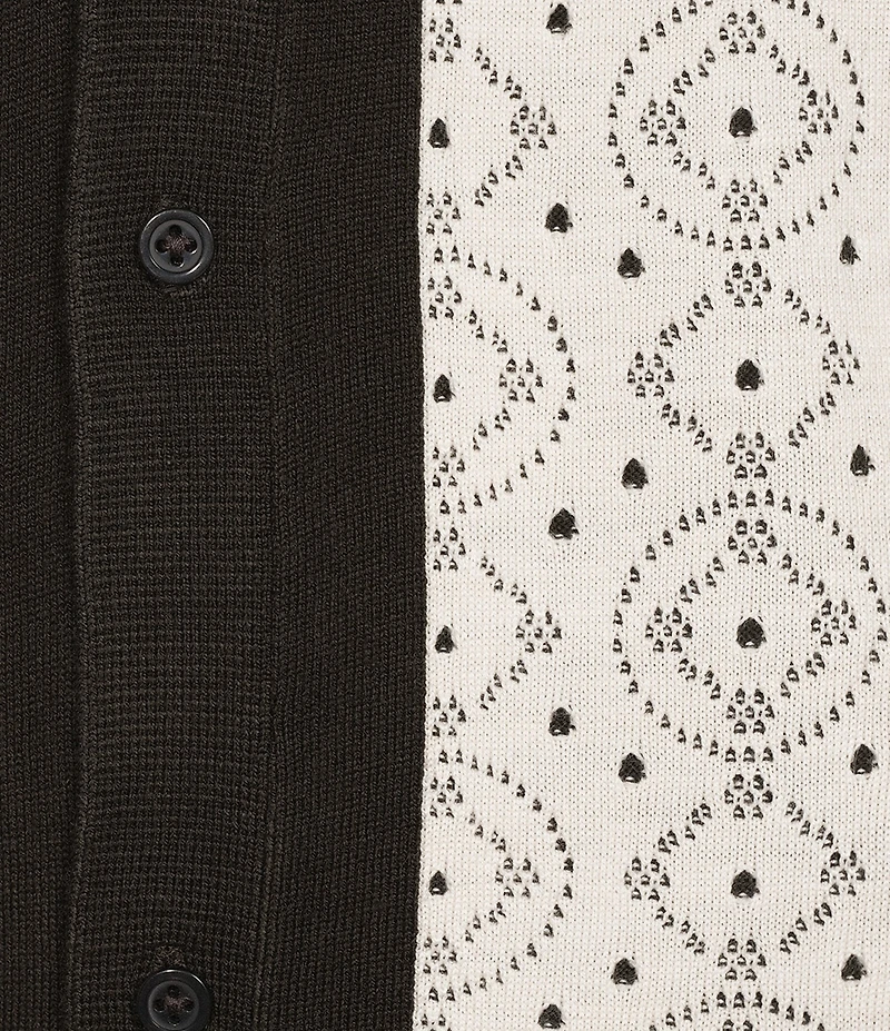 Murano Oaxaca Collection Crochet Pieced Short Sleeve Woven Camp Shirt