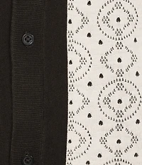 Murano Oaxaca Collection Crochet Pieced Short Sleeve Woven Camp Shirt