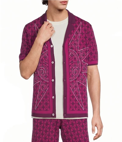 Murano Oaxaca Collection Coordinating Jacquard Short Sleeve Woven Camp Shirt