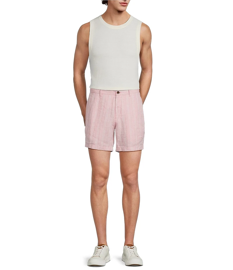 Murano Oaxaca Collection Linen Striped 5.5#double; Inseam Shorts