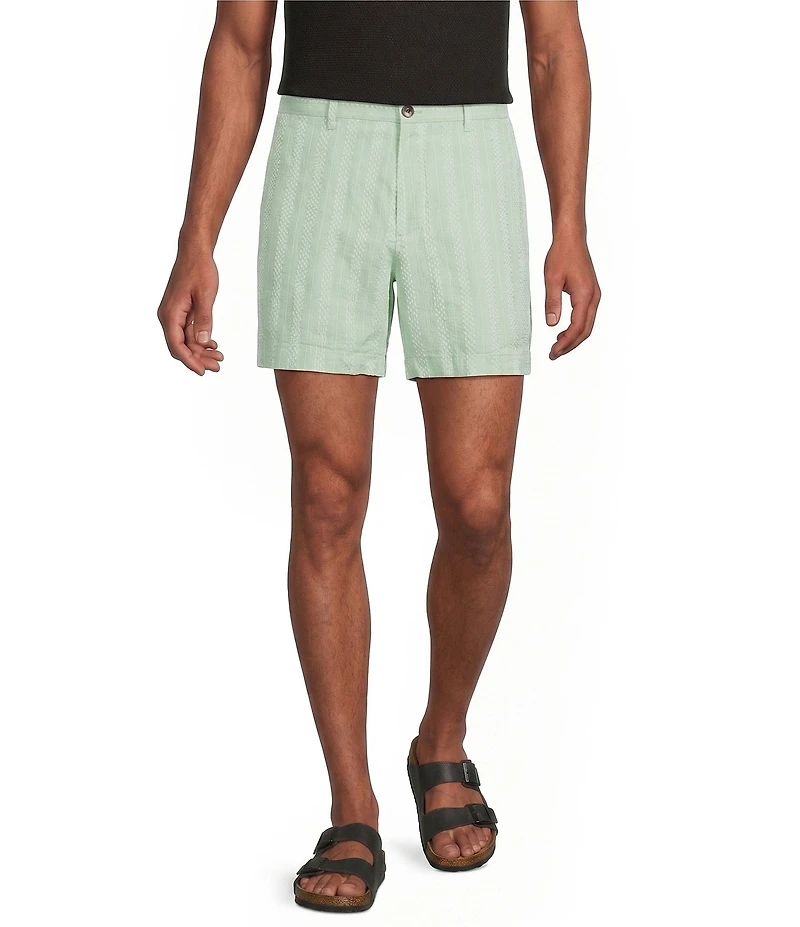 Murano Oaxaca Collection Linen Striped 5.5#double; Inseam Shorts