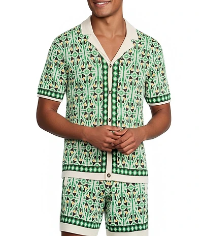 Murano Oaxaca Collection Coordinating Short Sleeve Jacquard Camp Shirt