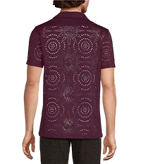 Murano Oaxaca Collection Slim Fit All Over Eyelet Camp Collar Knit Shirt