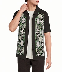 Murano Oaxaca Collection Slim Fit Embroidered Short Sleeve Woven Camp Shirt